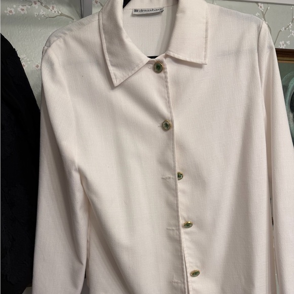 dressbarn Tops - Dressbarn Ivory Blouse with Green Accents